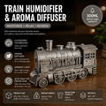 Retro Train Humidifier 300ml Ultrasonic Aroma Diffuser LED Night Light Silver