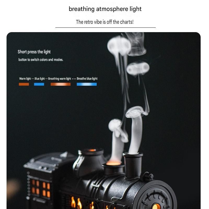 Winter Home Cleaning Comfort Kit - Green Retro Train Aromatherapy Humidifier and White Cordless UV Mite Remover Vacuum - 300ml Ultrasonic Mist with Jellyfish Smoke Ring, 400ml Dust Cup, LED Night Light, Remote Control for Bedroom and Bedding Cleaning