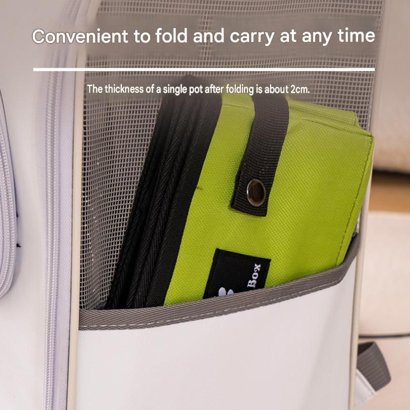 Green Large size Portable Foldable Cat Litter Box - Oxford Fabric Waterproof pet Travel Toilet with High Walls, Lightweight 350g Design for Road Trips Camping and Pet Transport