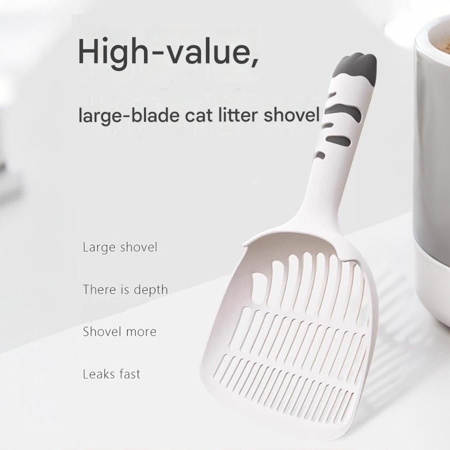 Yellow Large-surface cat litter scoop—made of PP material, featuring a fine-mesh design and an ergonomic handle; 28 cm in length. Suitable for tofu litter and clumping litter; an easy-to-clean tool for clearing away pet waste