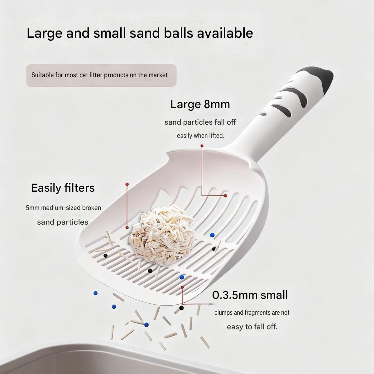 Yellow Large-surface cat litter scoop—made of PP material, featuring a fine-mesh design and an ergonomic handle; 28 cm in length. Suitable for tofu litter and clumping litter; an easy-to-clean tool for clearing away pet waste