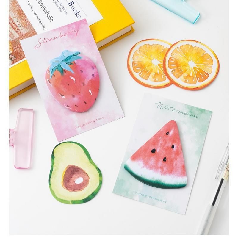 3 Packs Avocado Design Fruit Shaped Sticky Notes - Cute Memo Pads for Journaling Office School - Reusable Adhesive Labels Gift Ready