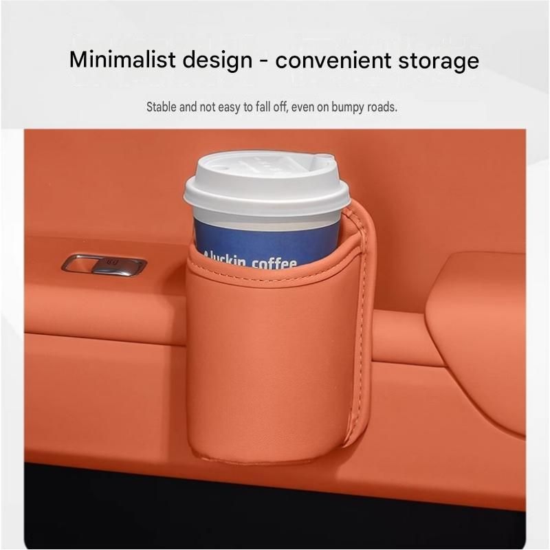 Red Universal Car Door Cup Holder - PU Leather Hanging Storage Organizer for Seat Back and Console side and Door storage compartment - Multi-Purpose Beverage Pocket with Secure Clip Design for Travel and Commute