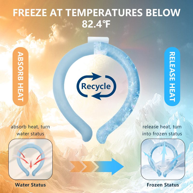 Blue PCM Neck Cooler Tube - Upgraded Phase Change Material Cooling Ring - Lightweight 135g, No Sweat, Long Lasting Relief for Sports, Office, and Outdoor Heat Stroke Prevention