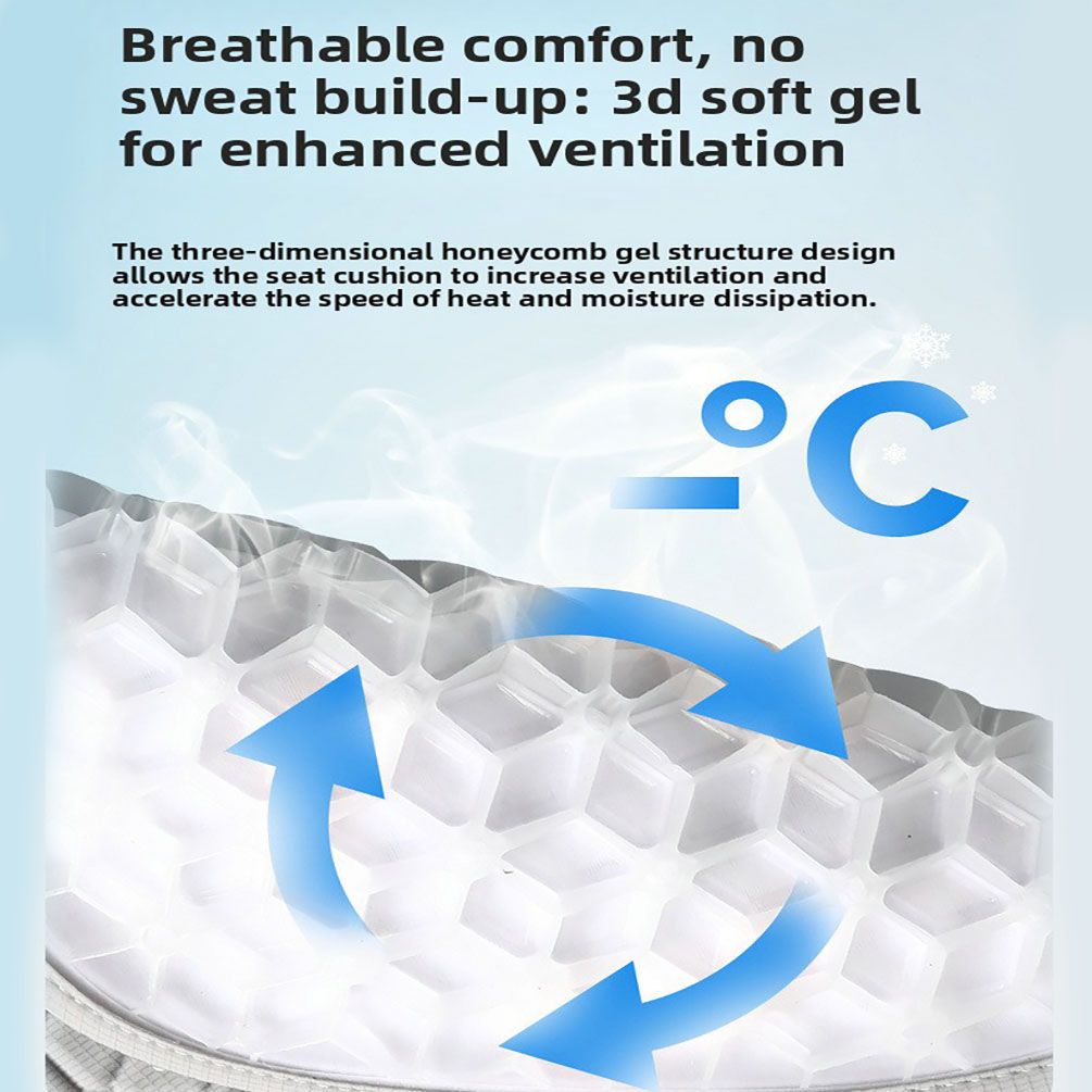 Grey Universal Cooling Gel Seat Cushion - TPR Breathable Honeycomb Pad for Car & Office Chair