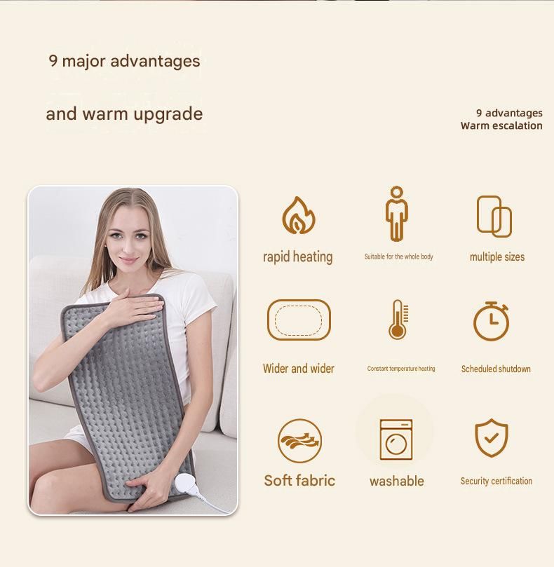 Electric Heating Pad 40 x 76cm with 9 Heat Levels and 4 Timer Settings, Washable Full Body Heating Mat for Back, Waist, Legs and Shoulders