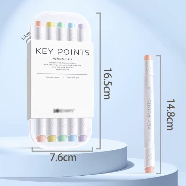 Pastel Dual Tip Highlighter Pen (Fluorescent color) Set 5 Colours with Storage Case, Macaron Mildliner Marker Pens for Study Notes Journaling Planning and Office Use