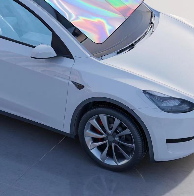 Reflective Car Windshield Sun Shade 57.1 x 31.5 Inch Foldable Front Windshield Sunshade UV Block Heat Insulation Titanium Silver Sun Visor Cover