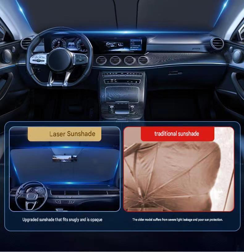 Reflective Car Windshield Sun Shade 57.1 x 31.5 Inch Foldable Front Windshield Sunshade UV Block Heat Insulation Titanium Silver Sun Visor Cover