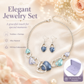 Blue Elegant Oil Drip Necklace and Earrings Set for Women, Irregular Design Alloy Jewelry Set, Fashion Statement Pendant Necklace with Drop Earrings, Blue Green Enamel Jewelry Gift Set with Jewelry Box Included