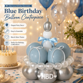 Birthday Cake Balloon Garland Kit (Blue Material kit)– DIY Party Decoration Set with HBD Balloons, Ribbon and Glue Dots, Creative Table Centrepiece for Birthday Celebrations, Photo Props and Event Decor