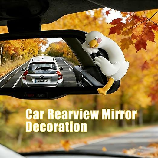 Goose Car Dashboard Decoration Set – 4PCS Cute Resin Goose Figurines for Car Interior, Monitor, Desk and Home Decor, Adorable Animal Ornament Gift for Car Lovers and Everyday Display