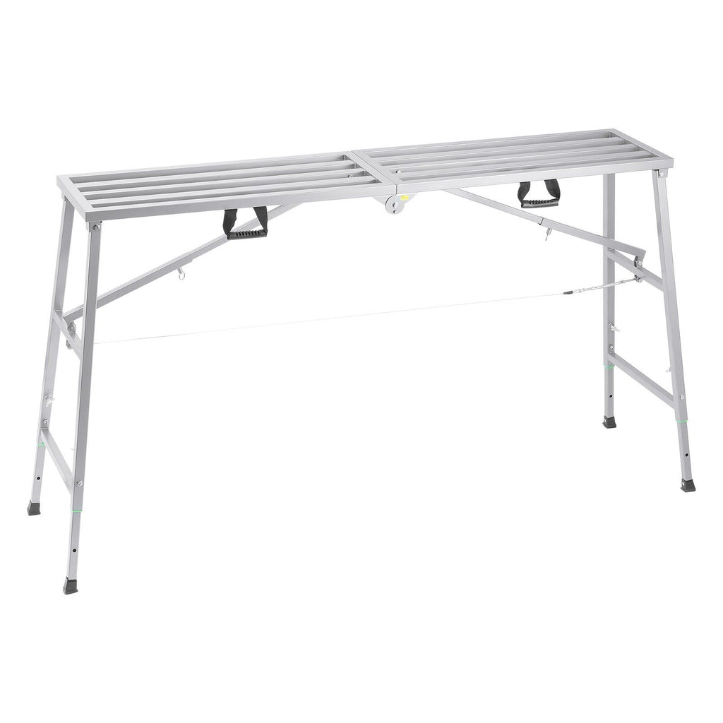 Work Platform, 4 Gear Adjustable Height, Folding Alloy Steel Step Ladder, Portable Scaffolding Platform, 400 kg Load Capacity, Non-Slip Rubber Feet, Drywall Painting Stool, Cleaning & Washing
