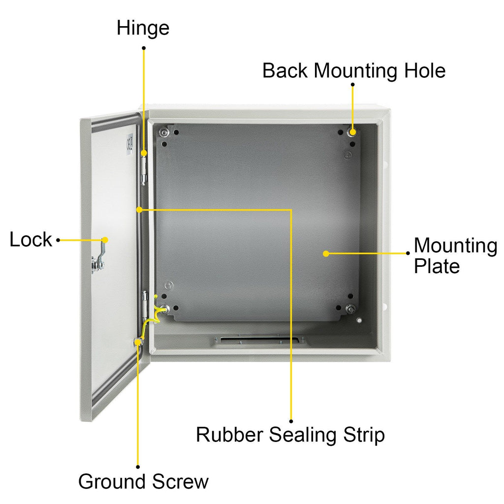 NEMA Steel Enclosure, 20 x 20 x 6\'\' NEMA 4X Steel Electrical Box, IP66 Waterproof & Dustproof, Outdoor/Indoor Electrical Junction Box, with Mounting Plate