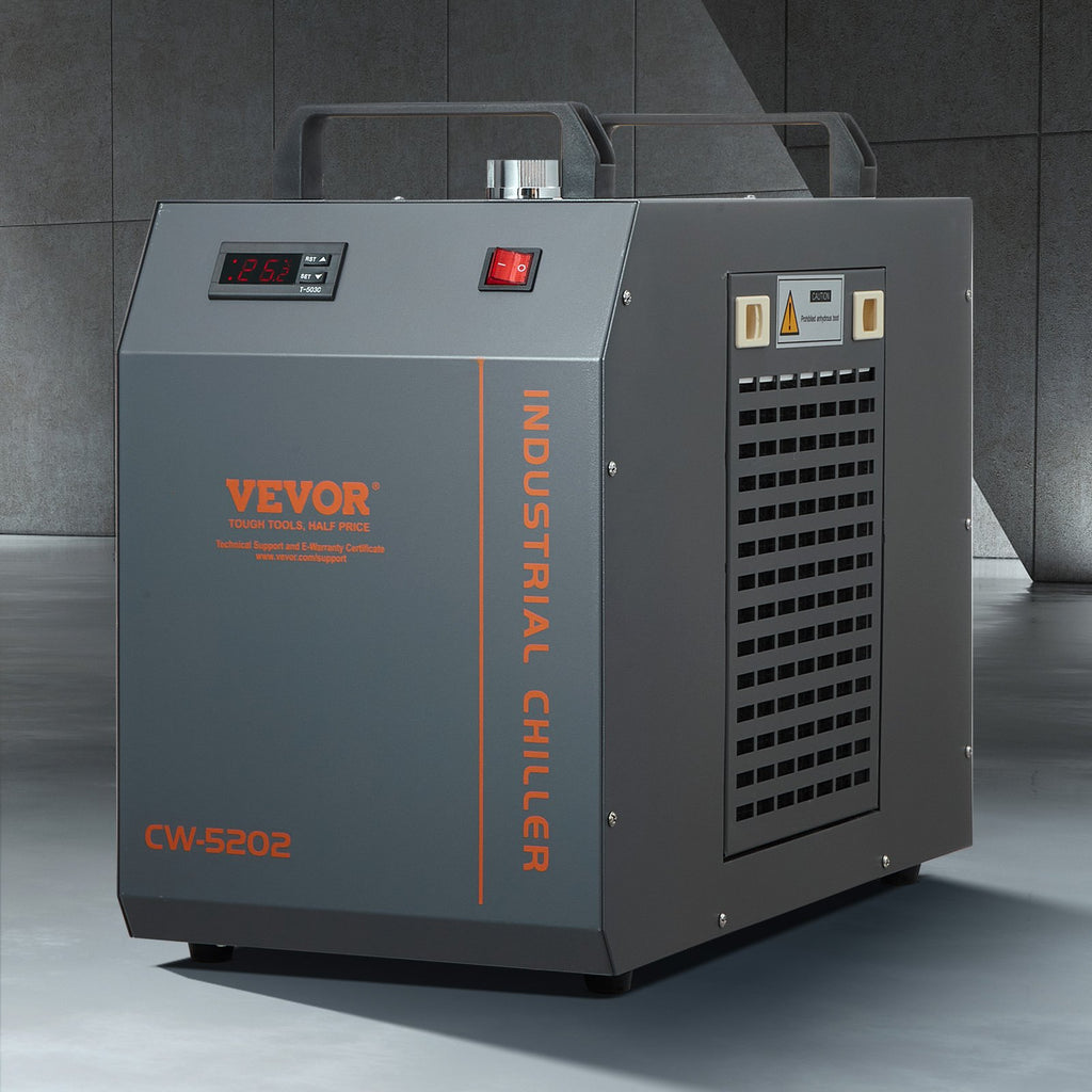 Industrial Water Chiller, CW-5202, Industrial Water Cooler Cooling System with Built-in Compressor 7L Water Tank Capacity 18 L/min Max Flow Rate, for CO2 Laser Engraving Machine Cooling Machine