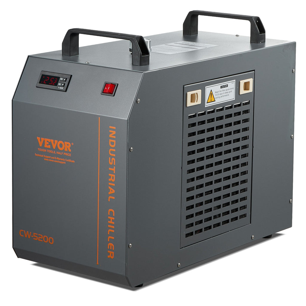 Industrial Water Chiller, CW-5200, Industrial Water Cooler Cooling System with Built-in Compressor 7L Water Tank Capacity 13 L/min Max Flow Rate, for CO2 Laser Engraving Machine Cooling Machine