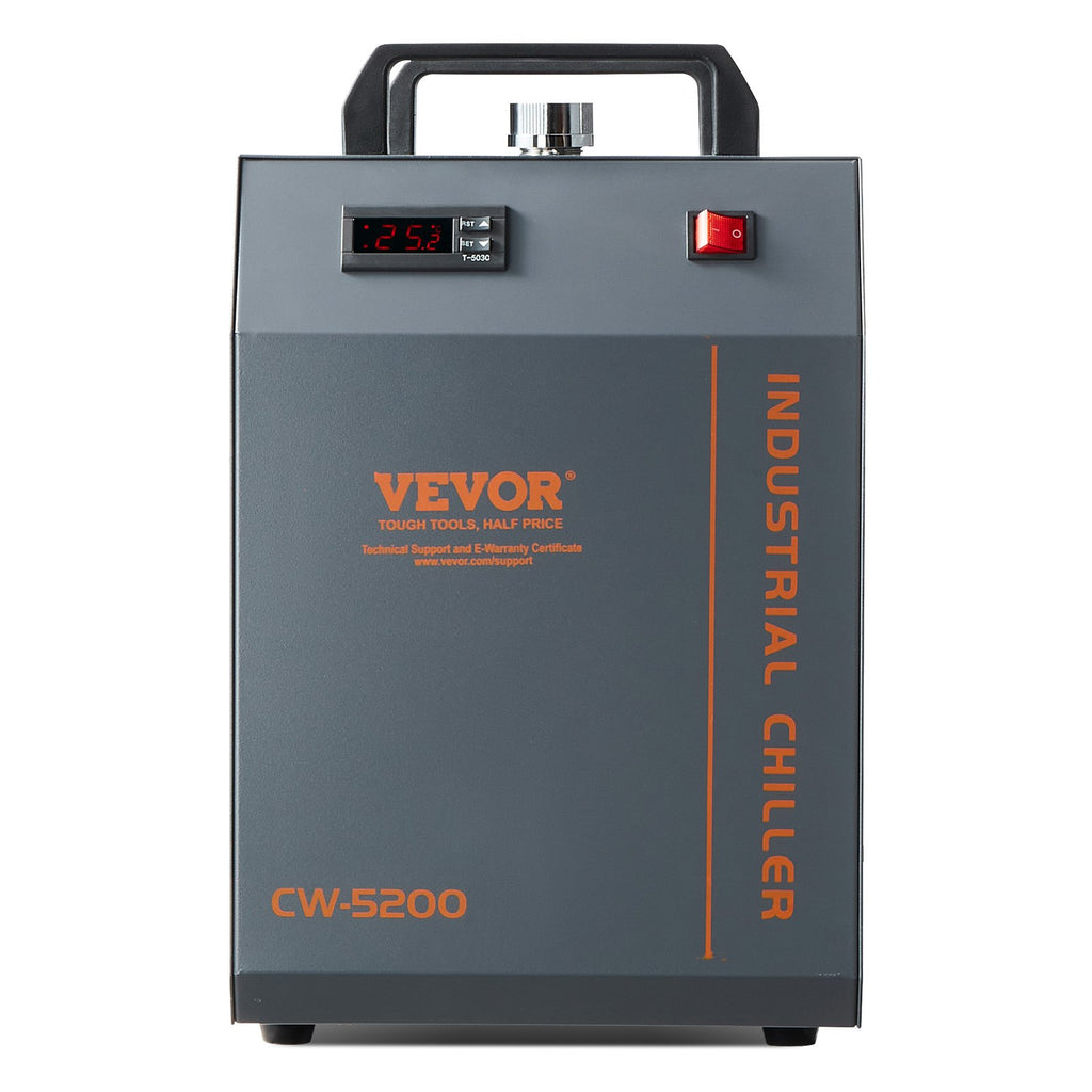 Industrial Water Chiller, CW-5200, Industrial Water Cooler Cooling System with Built-in Compressor 7L Water Tank Capacity 13 L/min Max Flow Rate, for CO2 Laser Engraving Machine Cooling Machine