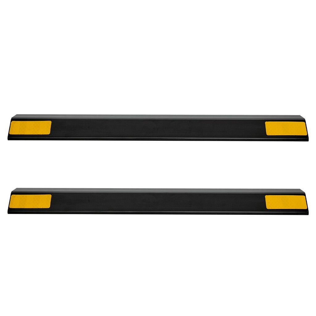 Parking Stopper, 446 mm 2 Pcs Heavy Duty Parking Aid for Garage, PP Curb Garage Floor Stopper with Reflective Strips, Vehicles Gadgets for Cars Vans Trucks Tire Wheel Guide Block Stops Bumpers