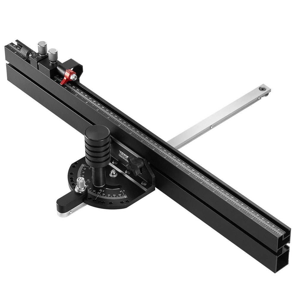 Precision Miter Gauge, Standard Slot 19 x 9.5 mm, Aluminum Alloy Table Saw Miter Gauge with 61 cm Grating 15 Angle Stops Adjustable Spring Loaded Plunger and Removable Disc, for Woodworking