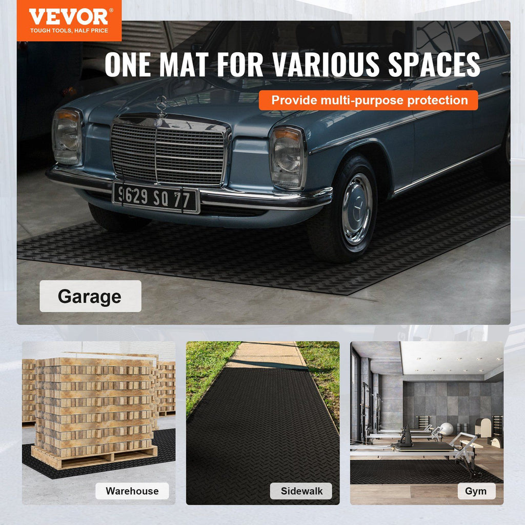 Diamond-Plate Rubber Flooring Roll, 3 mm x 4 ft x 10 ft Garage Floor Mat, SBR Rubber Garage Flooring Roll, Easy to Clean, Diamond Plate Rubber Mat for Under Cars, Garage Industry Gym, Black