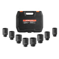 Axle Nut Impact Socket Set, 1/2" Drive Deep 6-Point 8-Piece SAE Spindle Nut Socket Set, CR-MO Heat Treated Large Socket Set with Storage Case, for Auto Repair, Removing or Installing Axle Nuts