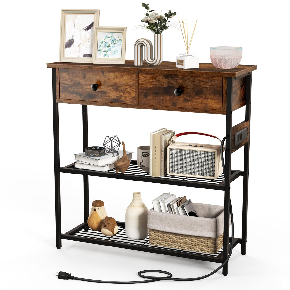 NNECW Console Table with Charging Station for Living Room/Entry-1