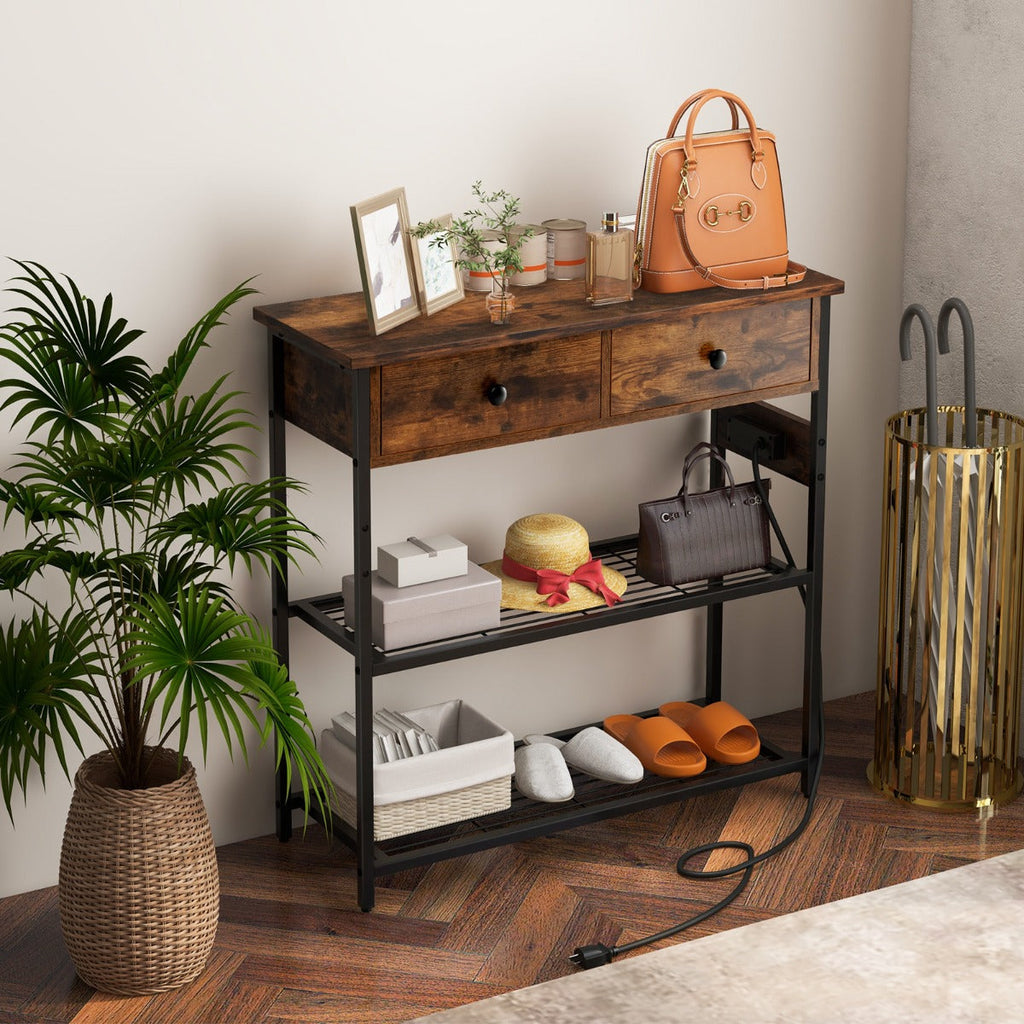 NNECW Console Table with Charging Station for Living Room/Entry-0