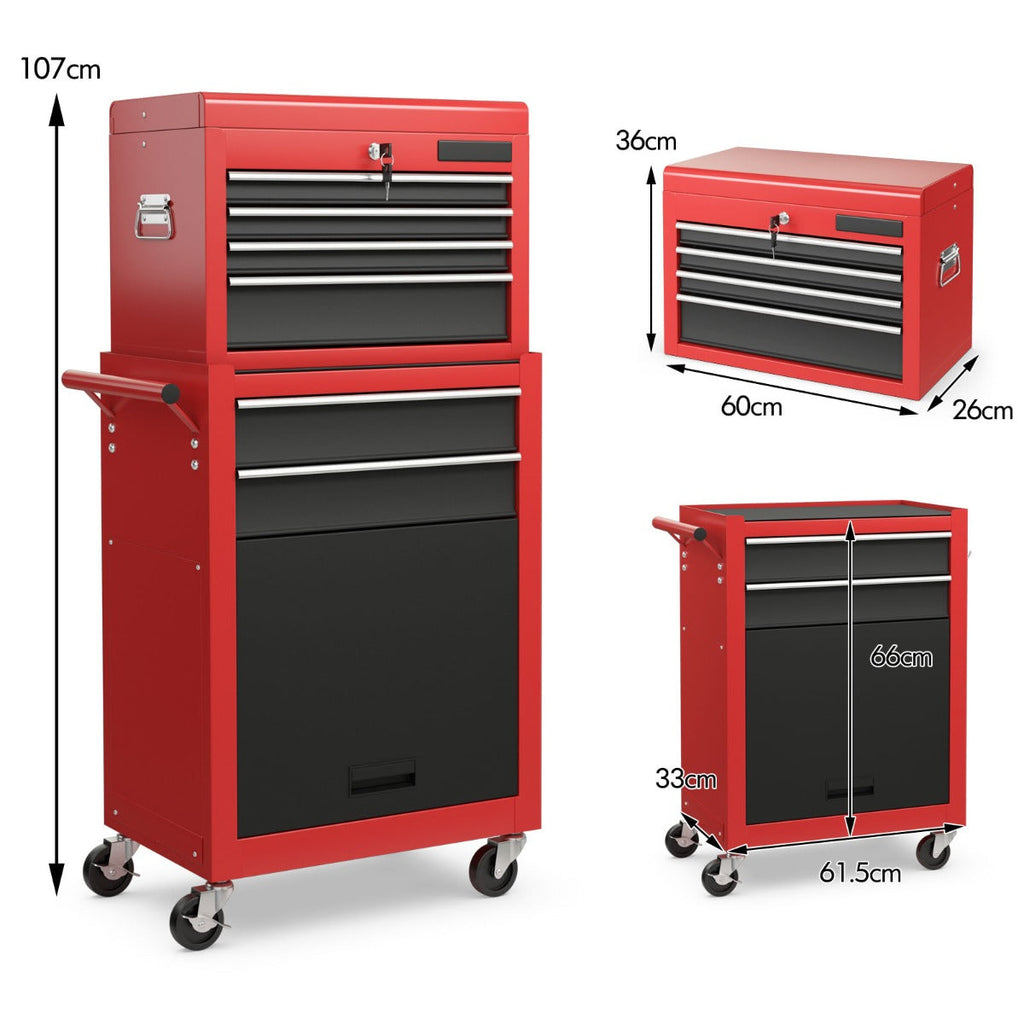 NNECW 6-Drawer Rolling Lockable Tool Chest for Garage &amp; Factory &amp; Workshop -Multicolour-3