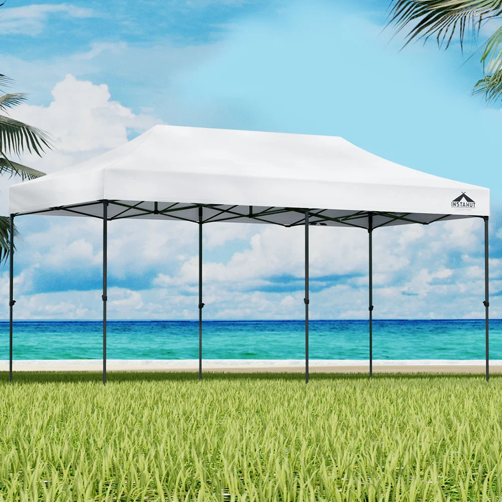 Instahut Gazebo Pop Up Marquee 3 × 6 Folding Tent Wedding 500D Oxford Fabric White