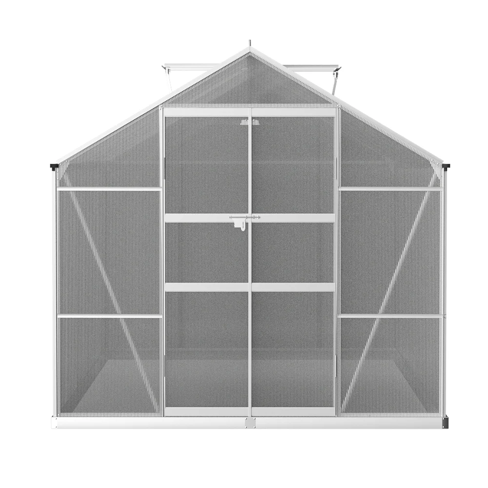 Green Fingers Greenhouse 3 × 2.5 × 2.26M Double Doors Aluminium Green House Garden Shed