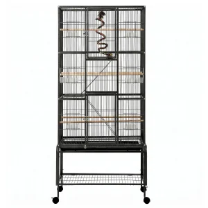 i. Pet 176cm 3-Tier Large Bird Cage Aviary with Ladder Parrot Budgie Wheels Black