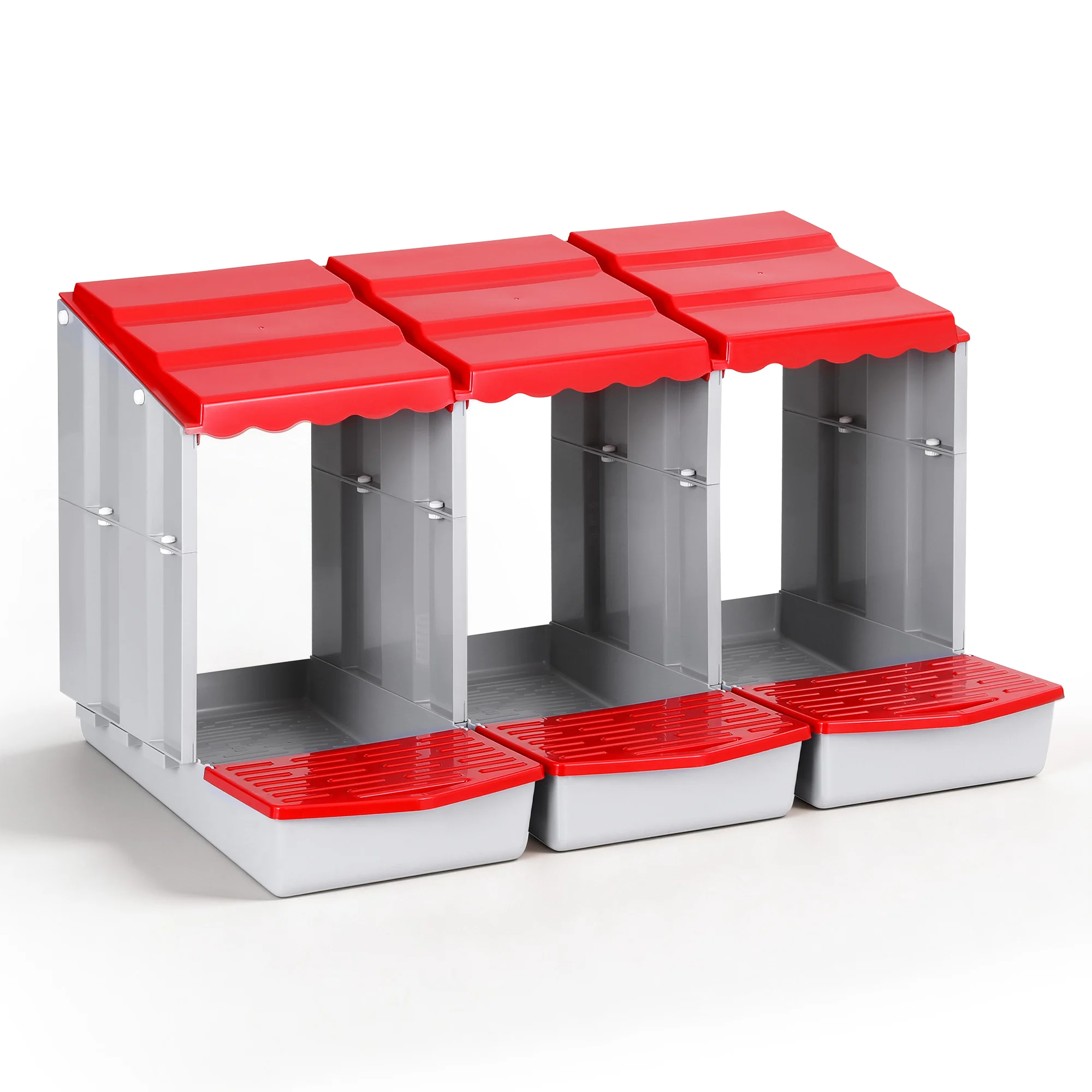 i. Pet Chicken Nesting Box 3 Hole Roll Away Poultry Hen Laying Egg Hutch Red