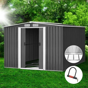 Giantz Garden Shed 2.58 × 3.14M w/Metal Base Sheds Outdoor Storage Workshop Shelter Sliding Door