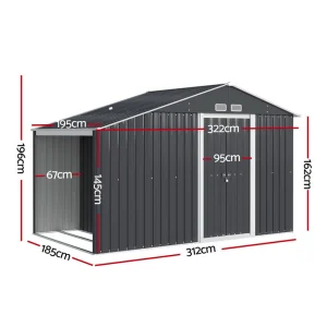 Giantz Garden Shed 3.22 × 1.96M Outdoor Storage Tool Workshop House Shelter