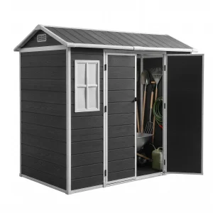 Giantz Garden Shed Resin Outdoor Storage Box 2.44 × 1.31M Tool Shed Backyard Black