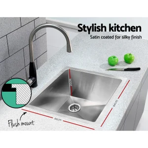 Cefito Kitchen Sink 44 × 44CM Stainless Steel Basin Single Bowl Silver