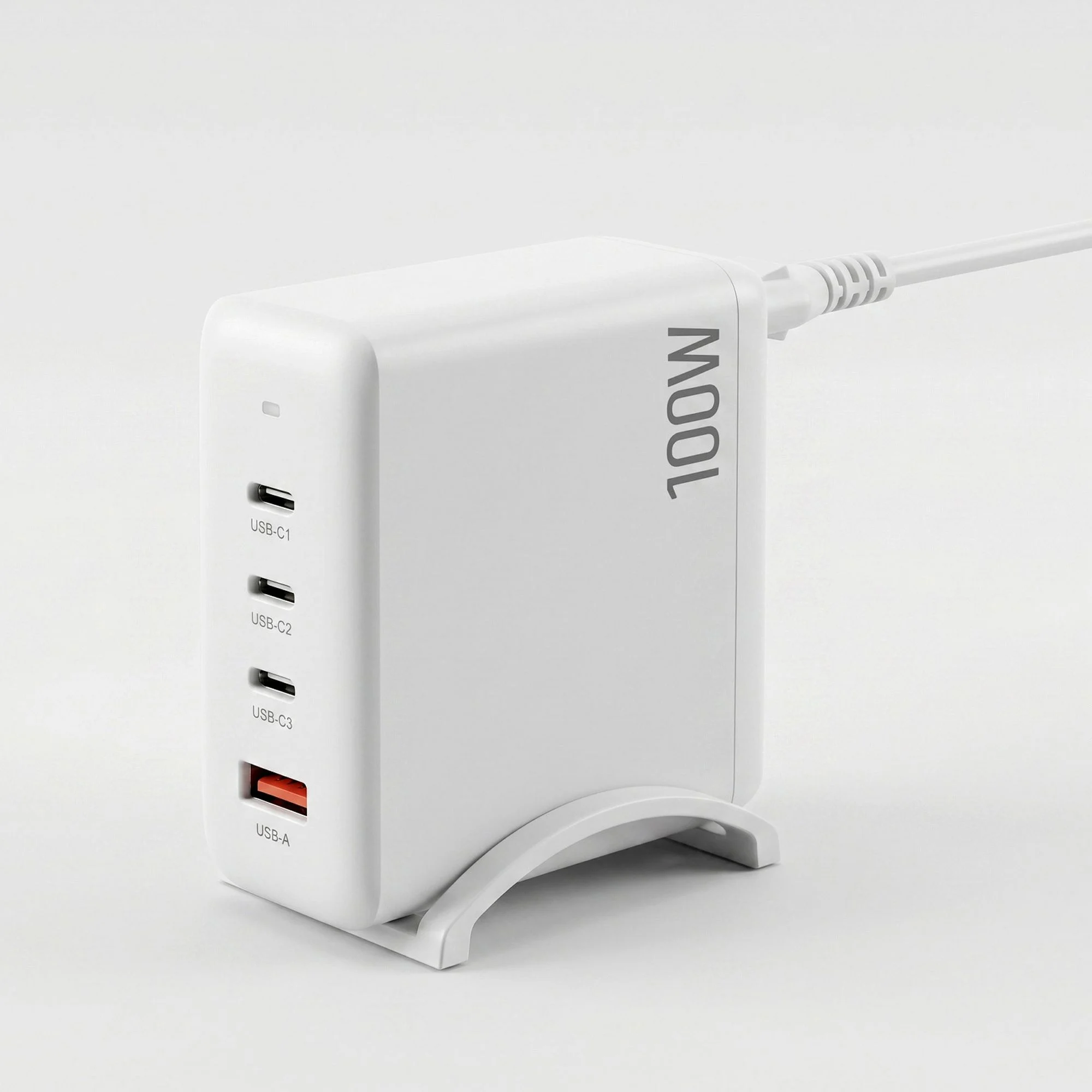 Devanti USB C Charger 100W Fast Charger 4 Port GaN Desktop Station White