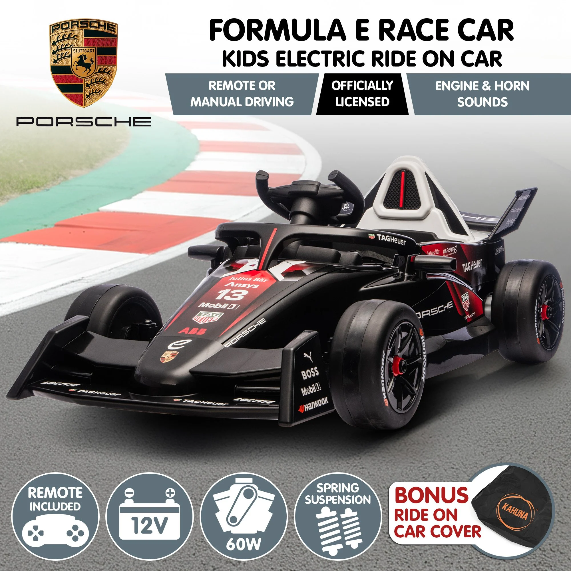Kahuna Porsche Formula E Kids Electric Ride-on Car With Remote Control