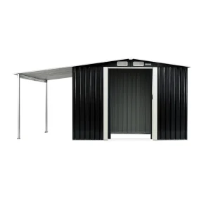 Wallaroo 6 × 8ft Zinc Steel Garden Shed with Open Storage - Black