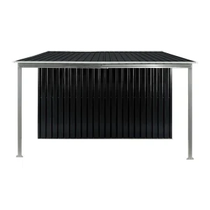 Wallaroo 6 × 8ft Zinc Steel Garden Shed with Open Storage - Black