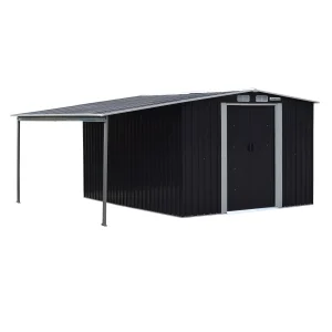 Wallaroo 6 × 8ft Zinc Steel Garden Shed with Open Storage - Black